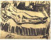 Ernst Ludwig Kirchner Reclining female nude on a couch USA oil painting artist